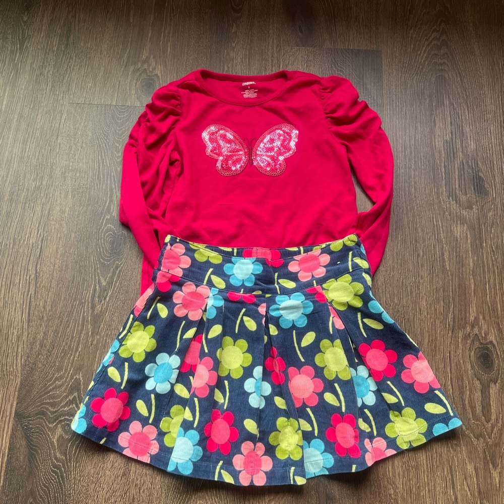 Gymboree Floral Skirt with Butterfly Top